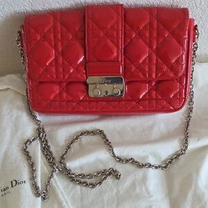 Christian Dior Red Patent Quilted Cannage Crossbody